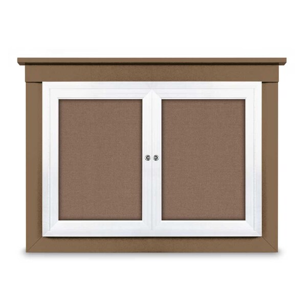 18"x24" 1-Door Enclosed Letterboard, Header, White Vinyl/Walnut